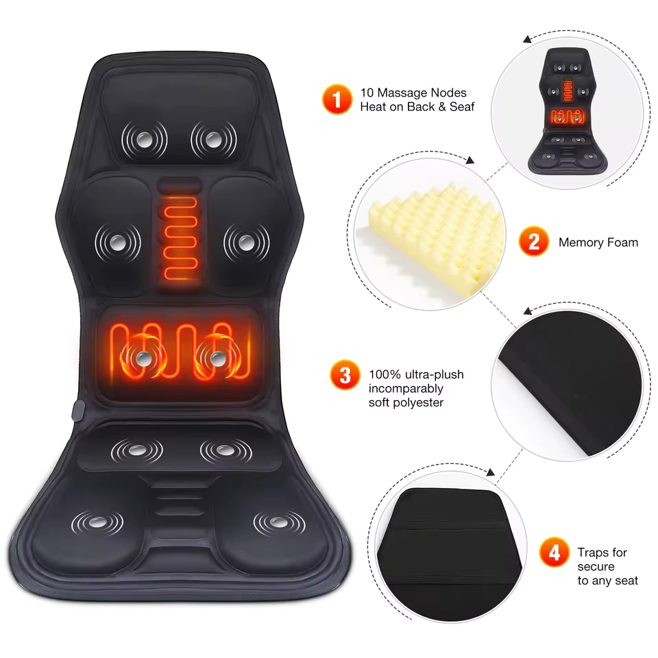 Infrared Full Body Back Massager Cushion – For Car, Office & Home
